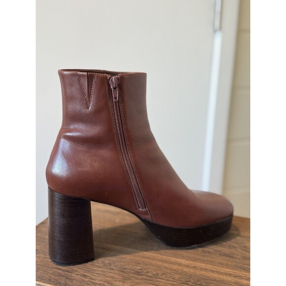 VANELI Valeke Women's Boots Brown Cognac Leather Square Toe Comfort 10 Luxury - Picture 3 of 9